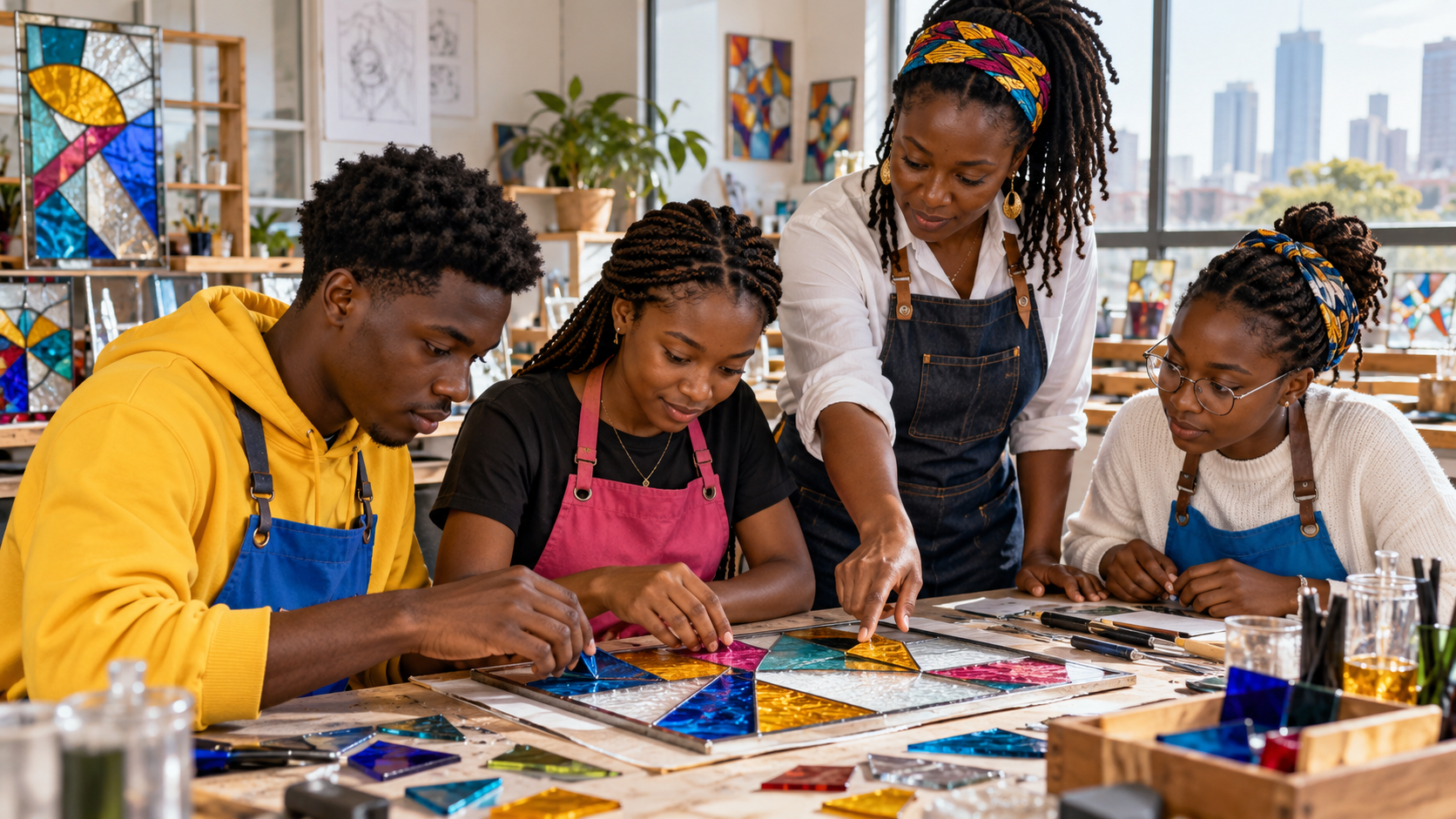 Students exploring Glass Arts & Craft at KENCID