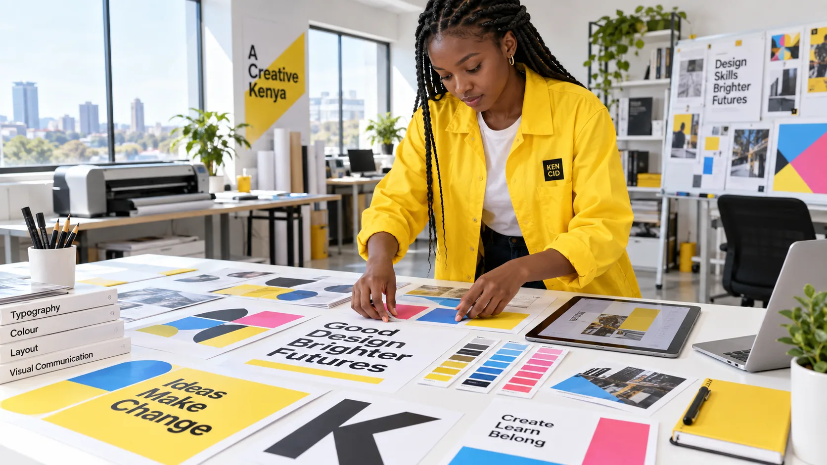 Students exploring Graphic Design at KENCID