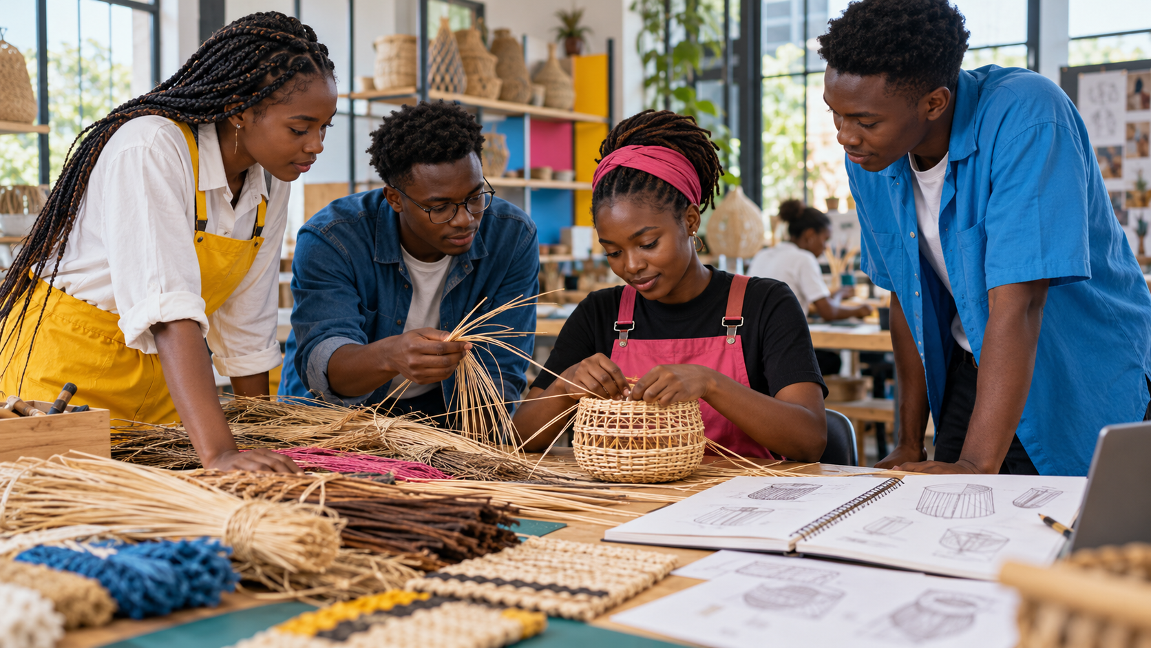 Students exploring Indigenous Materials, Crafts & Product Design at KENCID