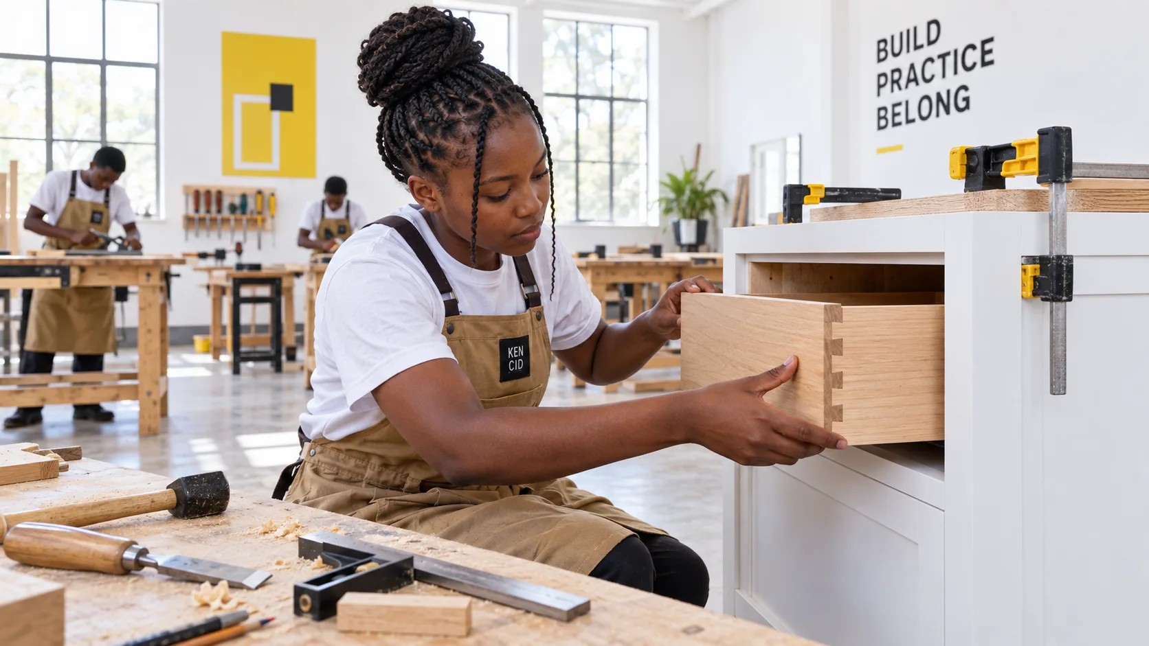 Students exploring Joinery at KENCID