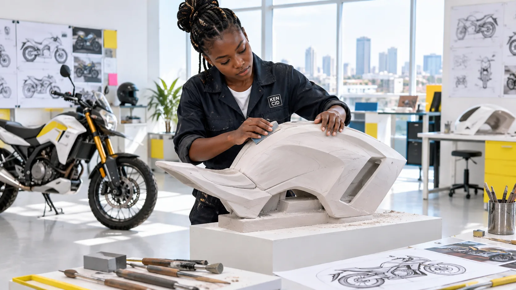 Students exploring Motorcycle Design at KENCID