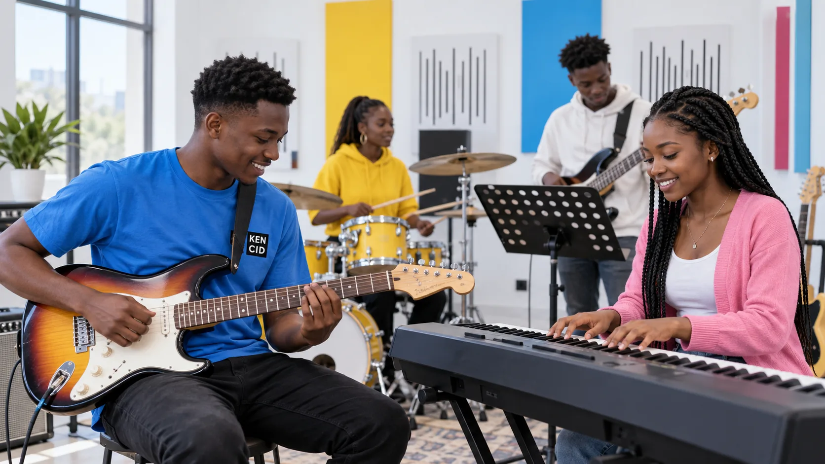 Students exploring Music at KENCID