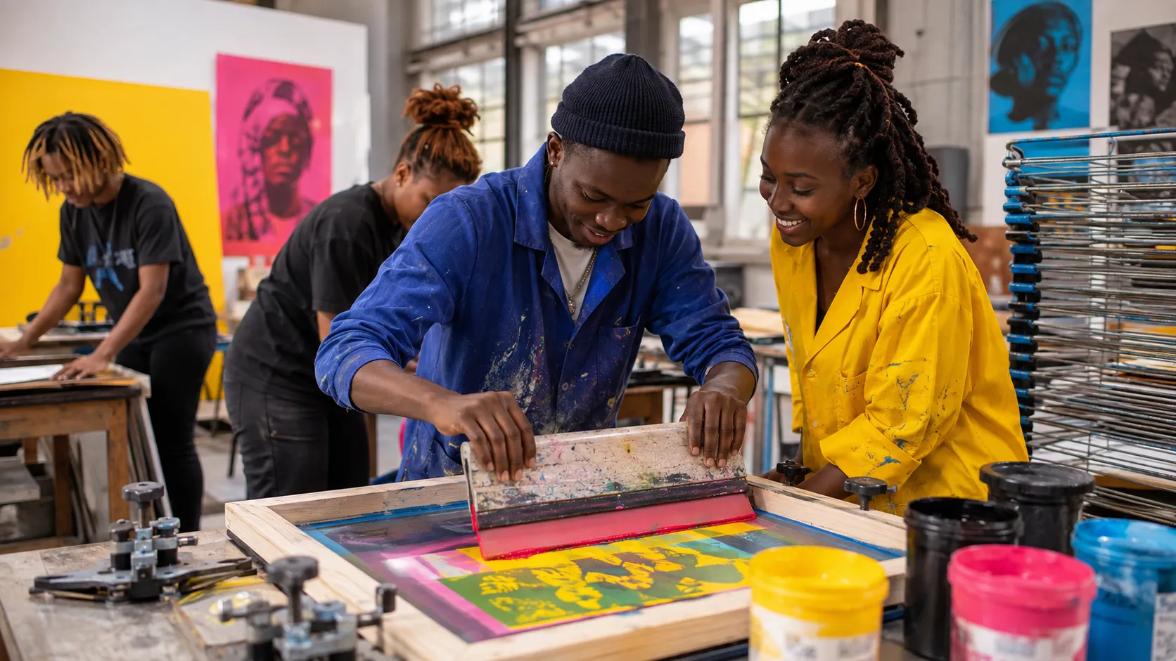 Students exploring Printing at KENCID