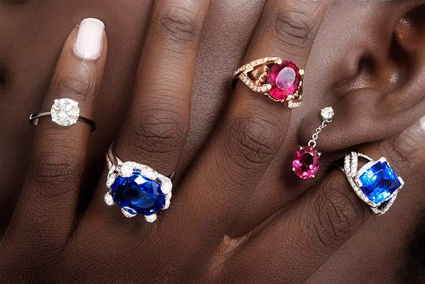 Tanzanite, Rubellite and Diamonds, Designer Jewellery on the Skin of a Black Lady